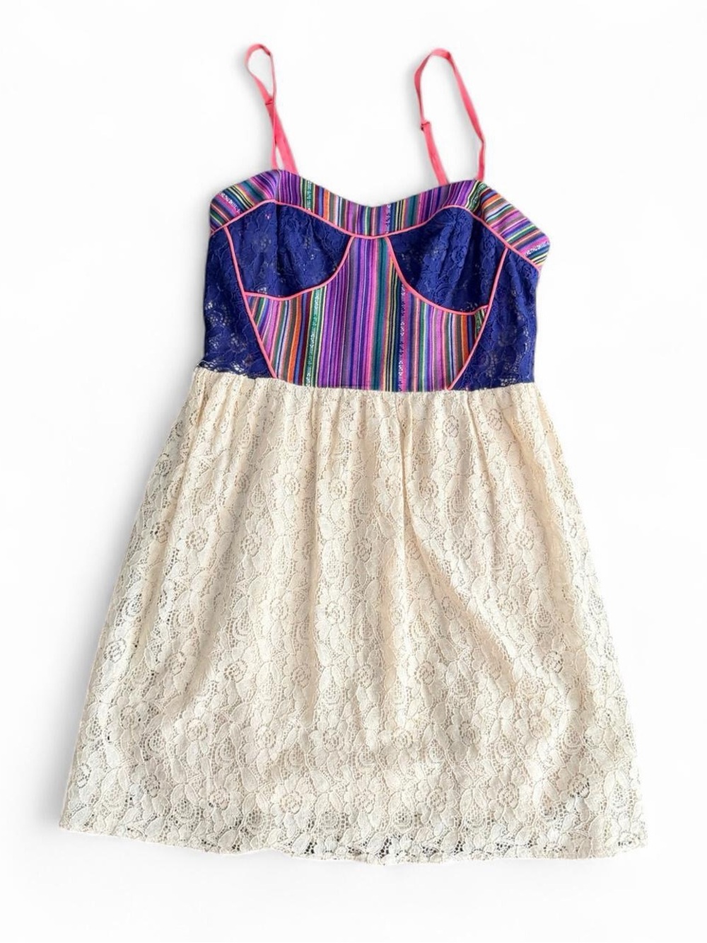Flying Tomato Bustier Dress with Cream Lace Skirt